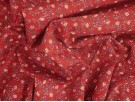Printed Cotton Poplin Fabric - Burgundy Red Ditsy Daisy Print